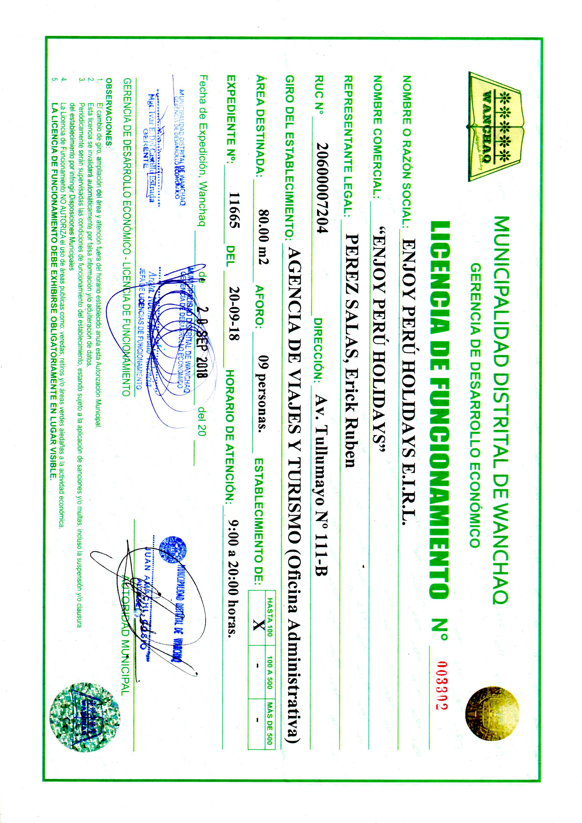 Licencia Autorizada Machu Picchu - Machu Picchu Bus Packers